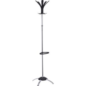 Alba, Inc  Coat Stand, 10 Coat Pegs/4 Umbrella Holder, 68"H, Chrome