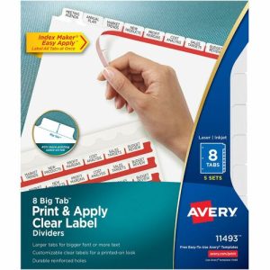 Avery  Index Maker Divider,Big Tab, 8 Tabs, 8-1/2"x11",5 Sets/PK,WE