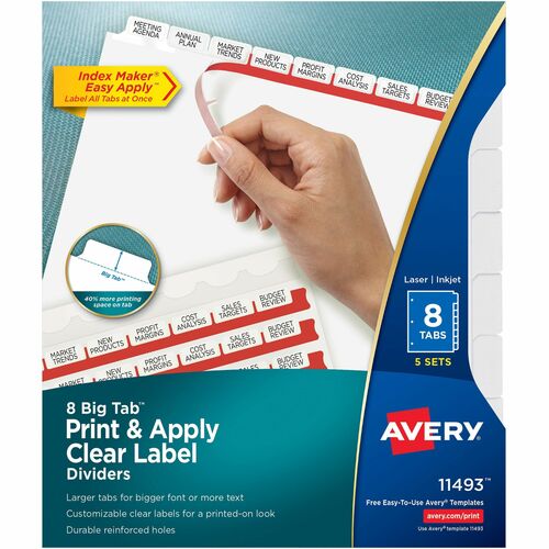 Avery Index Maker Divider,Big Tab, 8 Tabs, 8-1/2"x11",5 Sets/PK,WE