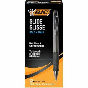 Bic  Ballpoint Pens, Retractable, 1.6mm, Black Ink/barrel