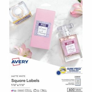Avery  Labels, Square, Permanent, 1-1/2"x1-1/2", 600/PK, WE