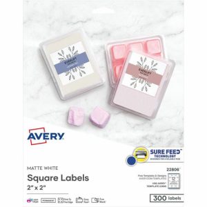 Avery  Labels, Square, Permanent, 2"x2", 300/PK, WE