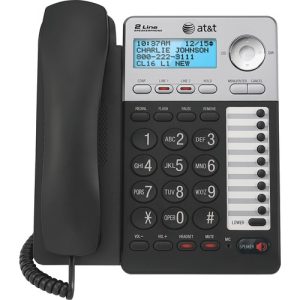 AT&T  2-Line Speaker Phone w/CID, Corded, Black/Silver