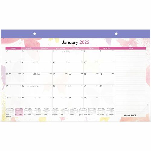 AT-A-GLANCE Calendar Desk Pad, Mthly, Jan-Dec, 1PPD,17-3/4"x11",Multi