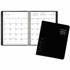 AT-A-GLANCE  Desk Appt Book, Monthly, Jan-Dec, 2PPM, 6-7/8"x8-3/4", Black