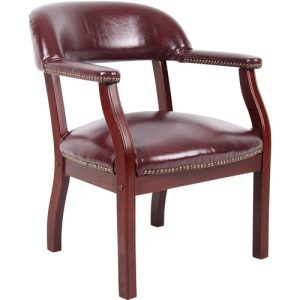 Boss Office Products  Chair,w/Arms,NailHeadTrim,Vinyl,24"x26"x31",BY