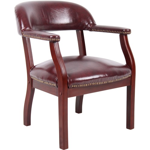 Boss Office Products Chair,w/Arms,NailHeadTrim,Vinyl,24"x26"x31",BY