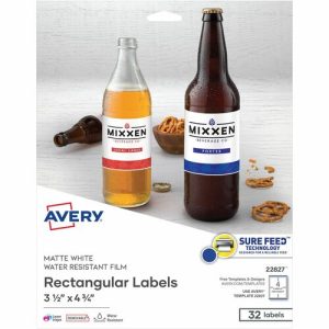 Avery  Custom Print Labels, Rectangle, 3-1/2"x4-3/4", 32/PK, White