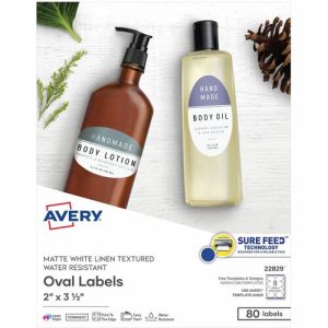 Avery  Oval Labels, 2"x3-1/3", 80/PK, Matte Textured White