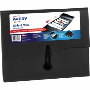 Avery Expanding File, 5 Pockets, Poly, Slide & View, Ltr, Black