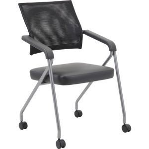 Boss Office Products  Chair,w/Casters,Vinyl/Mesh,2/CT,BK