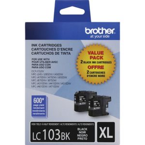 Brother Ink Cartridge, 600 Page Yield Ea., 2/PK, Black