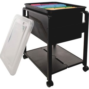 Advantus Corp. Folding Mobile File Cart, 13-1/2"x14-1/2"x18-1/2", BK/CL