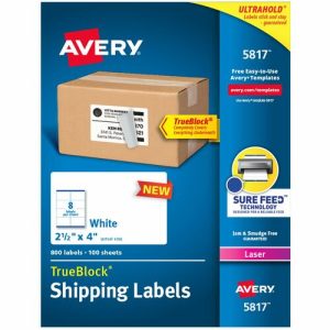 Avery  Labels,Laser,Shipping,Permanent,2-1/2"x4",800/PK,WE