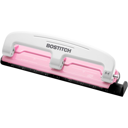 Accentra, Inc. Compact 3-Hole Punch, 12Sht Cap, BCA Pink/White