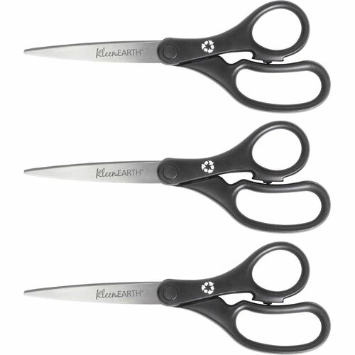 Acme United Corporation Recycled Basic Scissors, Straight, 8", 3/PK, Black