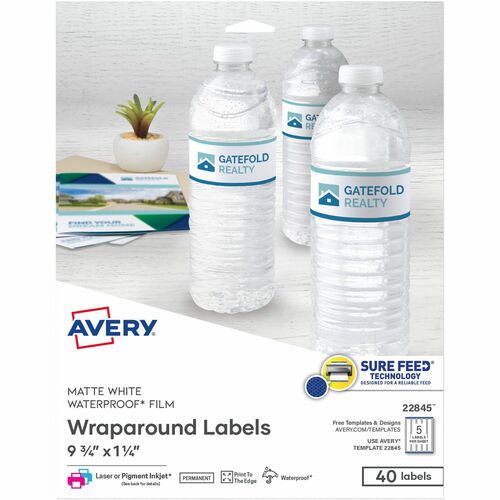 Avery Labels, Water-resistant, Wraparound, 9-3/4"x1-1/4", 40/PK,WE