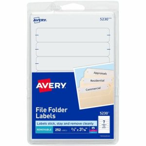 Avery  Filing Labels, Removable, Laser/Inkjet, 1/3 Cut, 252/PK, WE