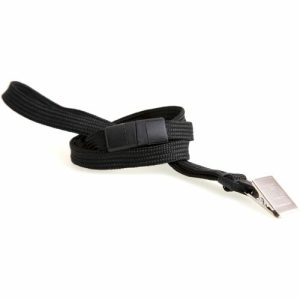 Baumgartens  Breakaway Lanyard, Bulldog Clip, 12/PK, Black