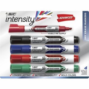 Bic  Markers, Dry-erase, Low Odor, Chisel Point, 4/ST, AST