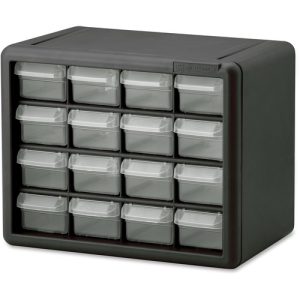 Akro-Mils  Storage Cabinet, Plastic, 16-Draw, 6-3/8"x10-1/2"x8-1/2", GY