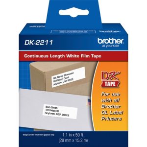 Brother Continuous Tape Roll, Film, Med-Width, 1-1/7"x50',White
