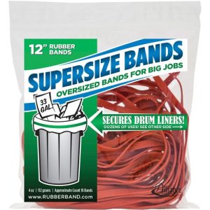 Alliance Rubber Company Rubber Bands,Heavy-duty,f/33" Gal Cans,Large,12",18/PK,Red