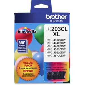 Brother HY Ink Cartridges, f/LC2033PKS, 550 Pg Yld,3/PK, CYN/MA/YW
