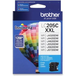 Brother Ink Cartridge, f/LC205, 1200 Page Yield, Cyan