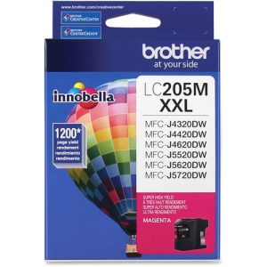 Brother Ink Cartridge, f/LC205, 1200 Page Yield, Magenta