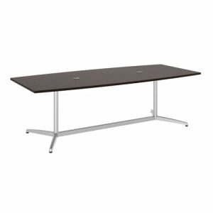 Bush Business Furniture  Table,Boat Top,Metal Base,96"x42"x29",Mocha Cherry/Silver