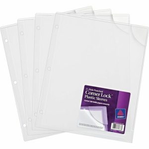 Avery  Plastic Binder Sleeve, Corner Lock, 4/PK, 20 pg Cap., Clear