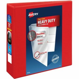 Avery  View Binder, Hvy-dty, EZD Ring, 3" Cap, Red