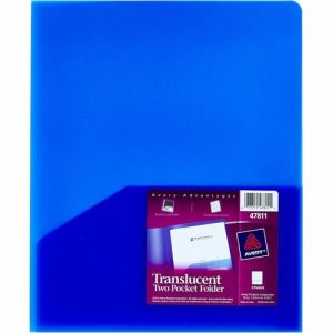 Avery  2-Pocket Folder, Ltr, 20 Sht Cap., 1/EA, Translucent, BE