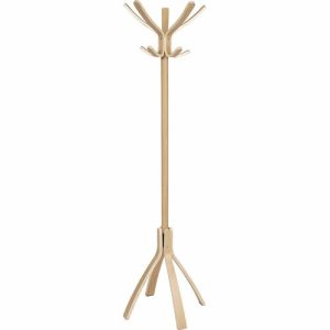 Alba, Inc  Wood Coat Stand, 4 FT, 10 Pegs, Light Brown