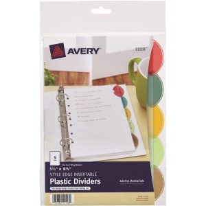 Avery  Mini Dividers, 5-1/2"x8-1/2", 7-Hole Punch, 5/ST, Multi