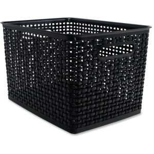 Advantus Corp.  Storage Bins, Plastic, 13-1/2"x10-1/2"x8-3/4", 2/PK, Black