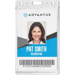 Advantus Corp. ID Badge Holder, Frosted, VRTCL, 25/BX, Clear Frosted