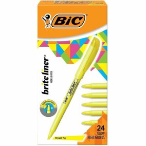 Bic Pocket Highlighter, Chisel Tip, 24/BX, Yellow