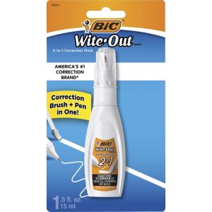 Bic  Wite-Out 2 In 1 Correction Fluid, 15ml, White