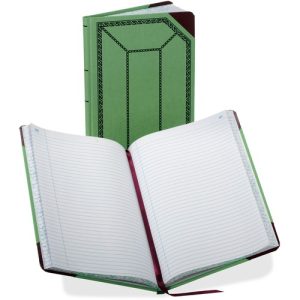 Boorum & Pease  Canvas Book, Record-Ruled, 500 Pages, 7-5/8"x12-1/2", Green
