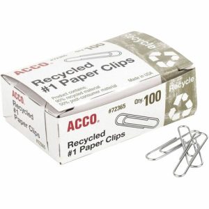 ACCO  Paper Clips,Recycled,No 1,1-9/32" Standard,100/BX,10BX/PK,SR