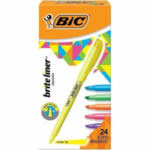 Bic Pocket Highlighter, Chisel Tip, 24/ST, Assorted
