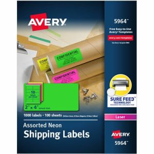 Avery  Shipping Labels,10UP,2"x4",100Shts,1000Lbls/BX,NE/Ast
