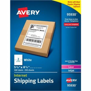 Avery  Shipping Labels, Lsr, 5-1/2"x8-1/2", 500/BX, White