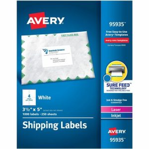 Avery  Shipping Labels, Lsr, 3-1/2"x5", 1000/BX, White