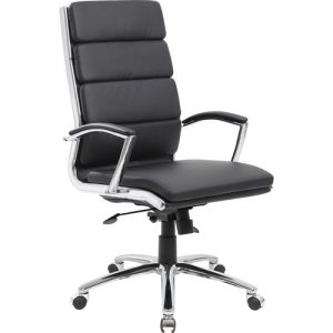 Boss Office Products  High-back Chair, Executive, Vinyl, 27"x28"x43"-47", Black