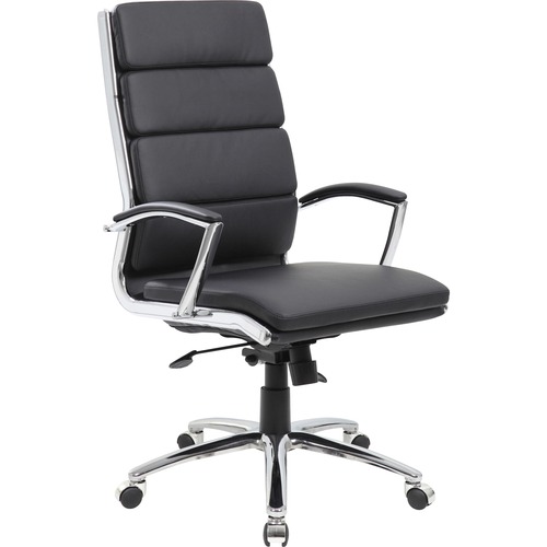Boss Office Products High-back Chair, Executive, Vinyl, 27"x28"x43"-47", Black
