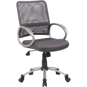 Boss Office Products  Chair, Task, Pewter Finish, 25"Wx25"Dx39"H, Charcoal Gray