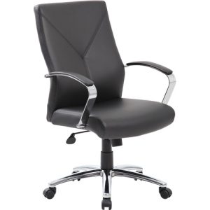 Boss Office Products  Executive Chair, 27" Chrome Base, 27"Wx29"Dx41"H, Black